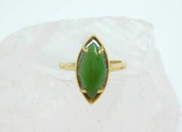 VTG 10K Yellow Gold Nephrite Marquise Cabochon Ring 2.8g