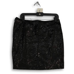 NWT Womens Black Sequin Flat Front Side Zip Short Mini Skirt Size 8 alternative image