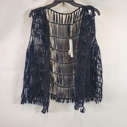 Elie Tahari Women Black Fringe Vest XL NWT alternative image