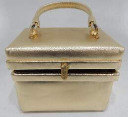 Vntg Gold Metallic Special Occasion Box Handbag