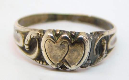 Vintage 8K Two Tone Gold Double Heart Ring 1.3g image number 2