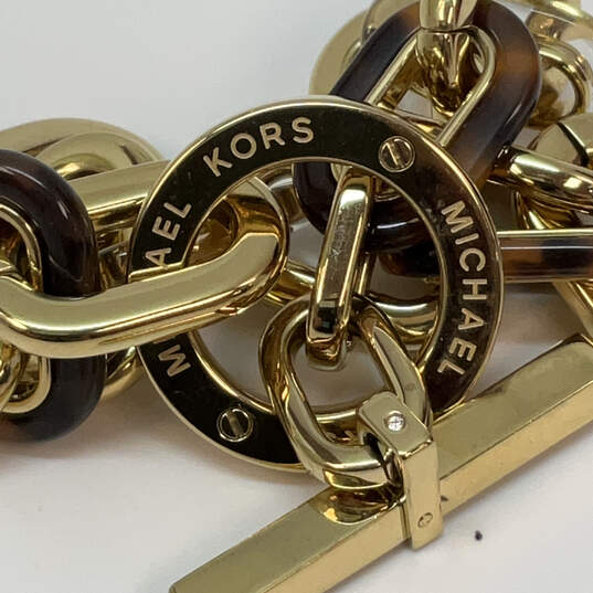 Designer Michael Kors Gold-Tone Toggle Chunky Link Chain Bracelet image number 4