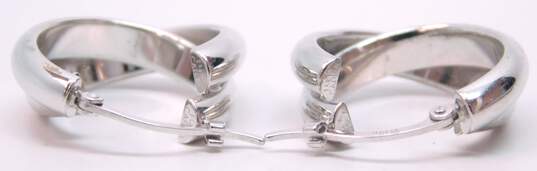 14K White Gold Rounded Interlocking Circles Hoop Earrings 2.8g image number 5
