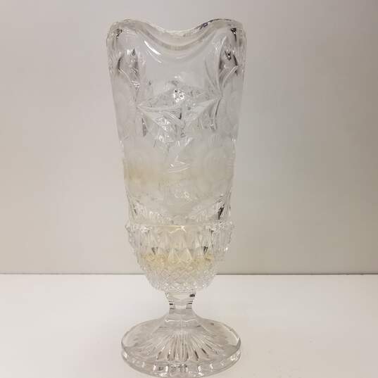 Crystal Cut Glass Vintage Water Pitcher  Etched Flora Motif image number 4