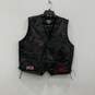 Mens Black Buffalo Leather V-Neck Sleeveless Button Front Biker Vest Sz XL image number 1