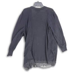 Womens Black Lace Trim 3/4 Sleeve Open Front Cardigan Sweater Size 18/20 alternative image