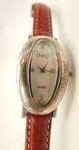 DMQ 925 Diamonique CZ Mother Of Pearl Dial Red Leather Strap Swiss Watch 21.0g image number 4