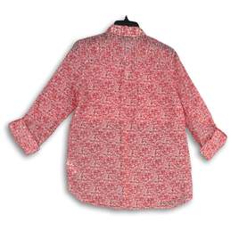 Gap Womens Pink Floral Long Roll Tab Sleeve Spread Collar Button-Up Shirt Size S alternative image