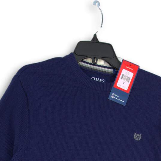 NWT Chaps Mens Navy Blue Knitted Round Neck Long Sleeve Pullover Sweater Size M image number 3