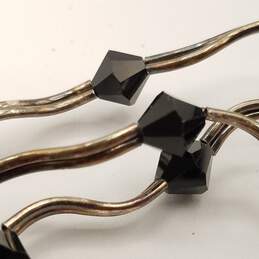 925 Sterling Silver + Black Crystal Wave Tube Toggle Anklet alternative image
