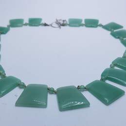 Sterling Silver Aventurine Bead & Square Link 22inch Necklace 97.4g alternative image