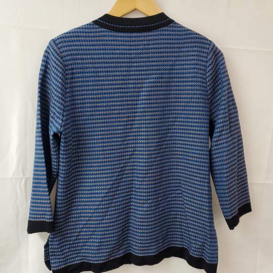 Misook Black & Blue Button-Up Cardigan Sweater Women's M image number 2
