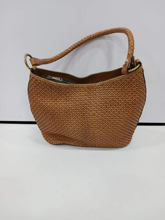 Patricia Nash Castelli Square Brown Woven Leather Purse image number 1