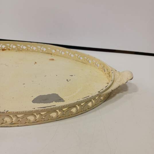 Off-White Painted Steel Oval Vanity Tray image number 2