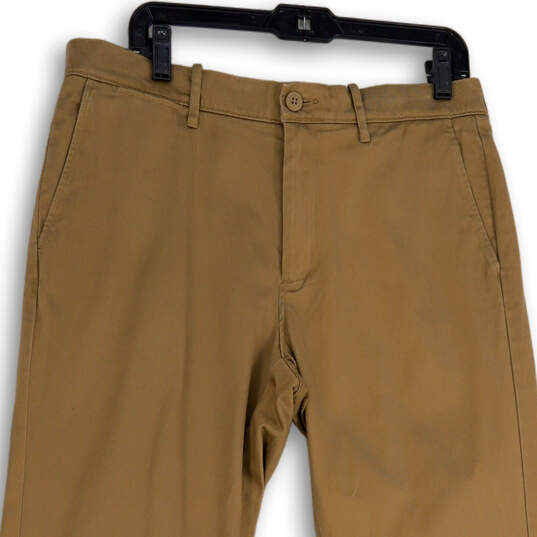 Womens Brown Flat Front Slash Pocket Straight Leg Ankle Pants Size 34/32 image number 3