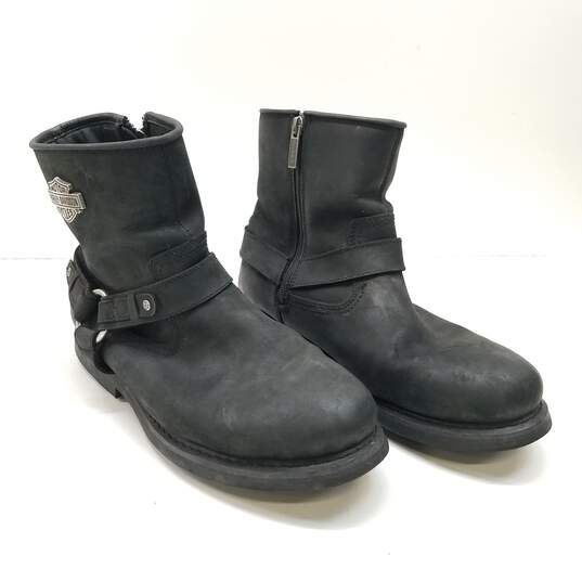 Harley Davidson Black Leather Harness Ankle Zip Boots Men's Size 11 M image number 3