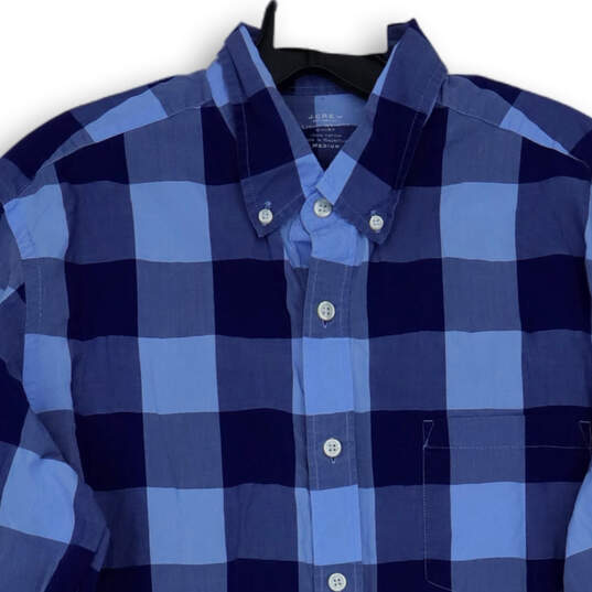 Mens Blue Buffalo Plaid Pocket Lightweight Long Sleeve Button-Up Shirt Sz M image number 3
