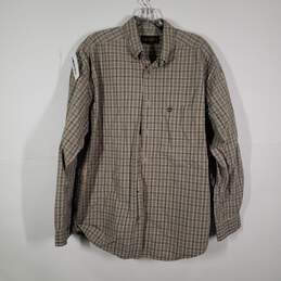 Mens Plaid Collared Long Sleeve Chest Pocket Button-Up Shirt Size Large