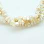 Vintage Les Bernard 925 Vermeil Clasp Pink Mother of Pearl Shell Beaded Three Strand Necklace 97.2g image number 2