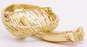 Vintage Monet Gold Tone Mushroom Clip-On Earrings & Brooch Demi Parure 43.7g image number 7