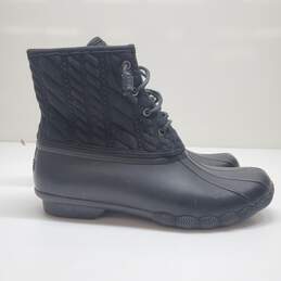 Sperry Saltwater Rope Duck Waterproof Rubber Boots in Black Women's Size 10