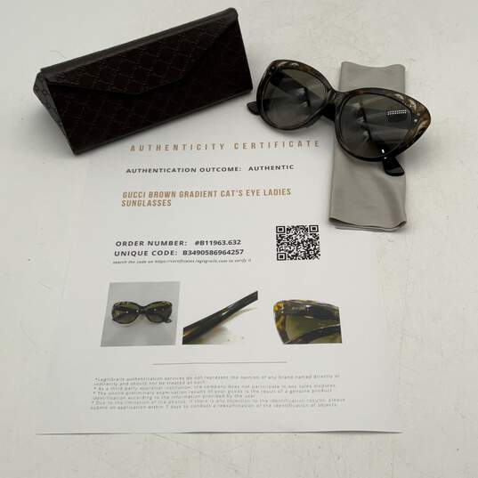 Gucci Womens Brown Gradient Full Rim Cat Eye Sunglasses With Box w/COA image number 1
