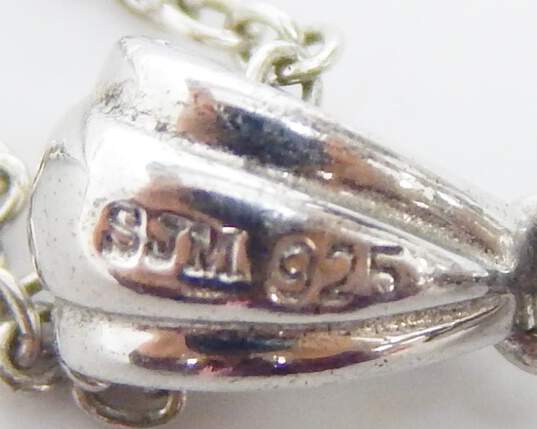 Judith Jack 925 Onyx Teardrop Pendant Necklace & CZ Marcasite Bangle Bracelet image number 5