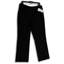 NWT Womens Black Flat Front Straight Leg Regular Fit Dress Pants Size 14P alternative image