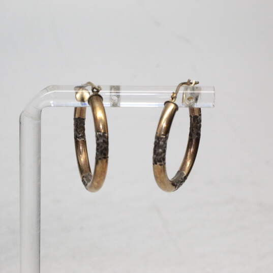 10K Yellow Gold Sterling Silver Accent Earrings 2.6g image number 2