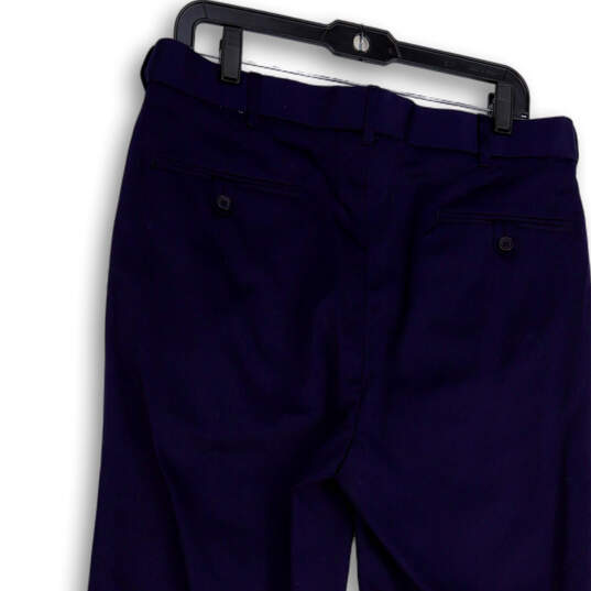 NWT Mens Blue Flat Front Pockets Straight Leg Dress Pants Size W34xL31 image number 2