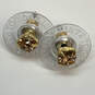 Designer Stella & Dot Gold-Tone Brown Crystal Cut Stone Stud Earrings image number 1