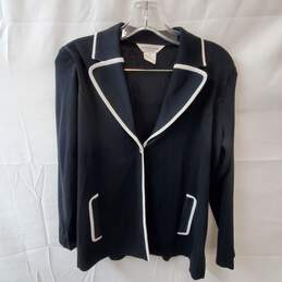 Exclusively Misook Petite Black/White Trimmed Cardigan Size S