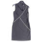 Womens Black Cowl Neck Sleeveless Asymmetric Zip Sheath Dress Size 8 image number 1