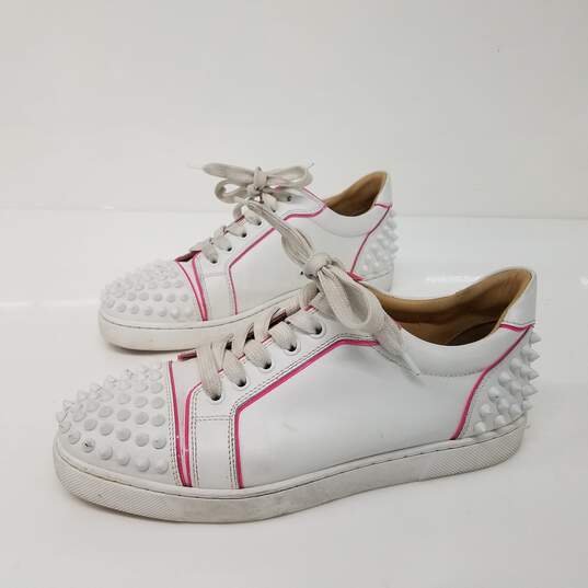 Christian Louboutin White Pink Viera 2 Low Top Sneakers Women's Size 8 image number 8