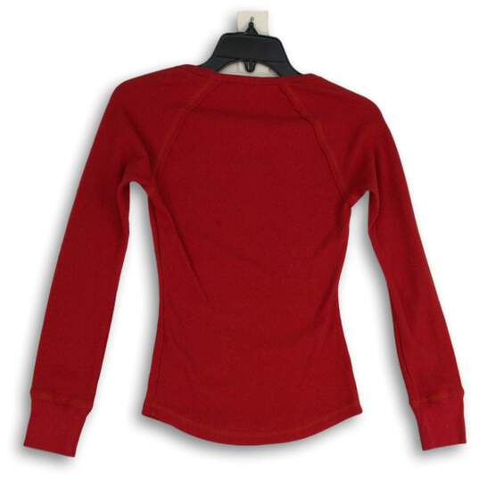 NWT Womens Red Black Round Neck Long Sleeve Pullover T-Shirt Size XS image number 2