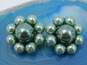 VNTG Japanese Mid Century Mixed Materials Blue Green Earrings Lot image number 3