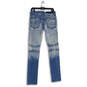 Mens Blue Denim Medium Wash Distressed Skinny Leg Jeans Size 30 image number 2