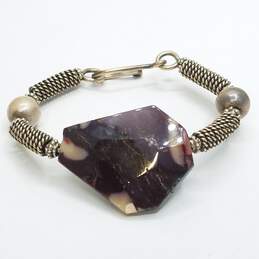 Sterling Silver Dark Purple Stone Tribal 5inch Hook-and-Eye Bracelet 27.9g alternative image
