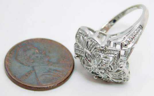 10K White Gold Diamond Ornate Filigree Ring 4.0g image number 6