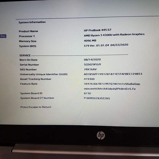 HP ProBook 445 G7 14in Laptop AMD Ryzen 3 4300U CPU 4GB RAM 128GB SSD image number 8