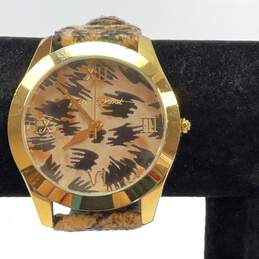 Designer Betsey Johnson BJ2089 Leopard Print Round Analog Quartz Wristwatch