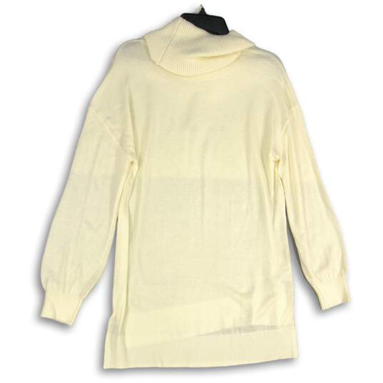 NWT Loft Womens Cream Ribbed Long Sleeve Turtleneck Pullover Sweater Size Large image number 2