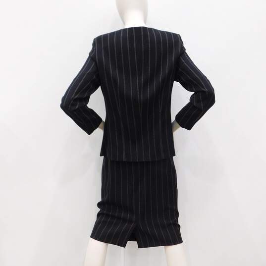Escada B&W Pinstripe Wool 2 Piece Skirt Suit Set image number 5