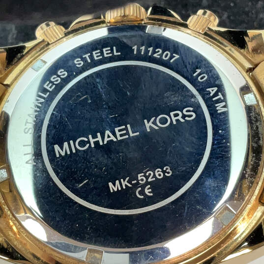 Designer Michael Kors MK-5263 Gold-Tone Chronograph Dial Analog Wristwatch image number 4