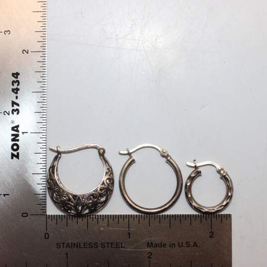 Bundle Of 3 Sterling Silver Hoop Earrings - 6.8g image number 6