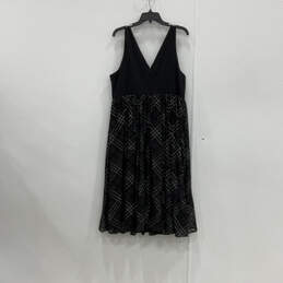 Womens Black Silver Glitter Sleeveless V-Neck Fit & Flare Dress Size 18 alternative image