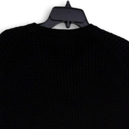 Mens Black Sleeveless V-Neck Cable Knit Pullover Sweater Vest Size Large image number 4