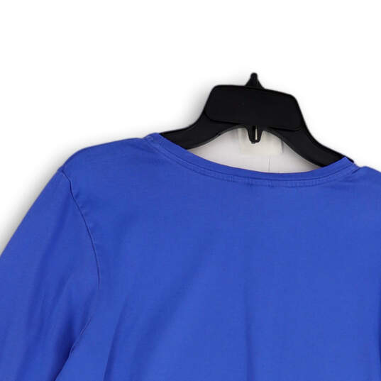 Womens Blue Long Sleeve Round Neck Stretch Pullover T-Shirt Size L 14-16 image number 4
