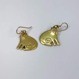 Designer Laurel Burch Gold-Tone Cat Fashionable Dangle Drop Earrings alternative image