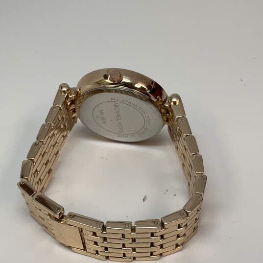 Designer Michael Kors MK-6675 Gold-Tone Rhinestone Analog Wristwatch w/ Box image number 4